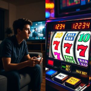 console gamer playing demo slots